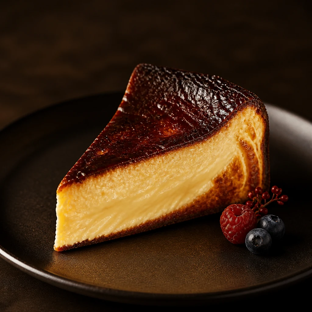 Yanık Basque cheesecake dilimi